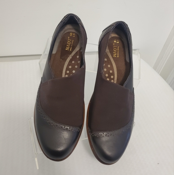 NAOT Brown Fabric Brogue Leather Loafer Shoes Size 40=9, Business Casual - Picture 1 of 12